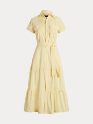 Belted Tiered Cotton Shirtdress Save to Wishlist 05 1873