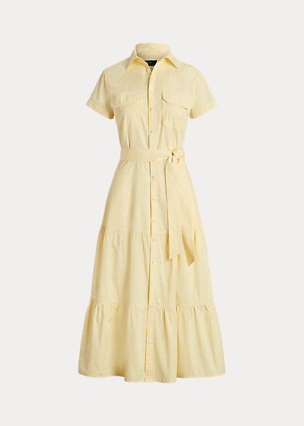 Belted Tiered Cotton Shirtdress Save to Wishlist 05 1873